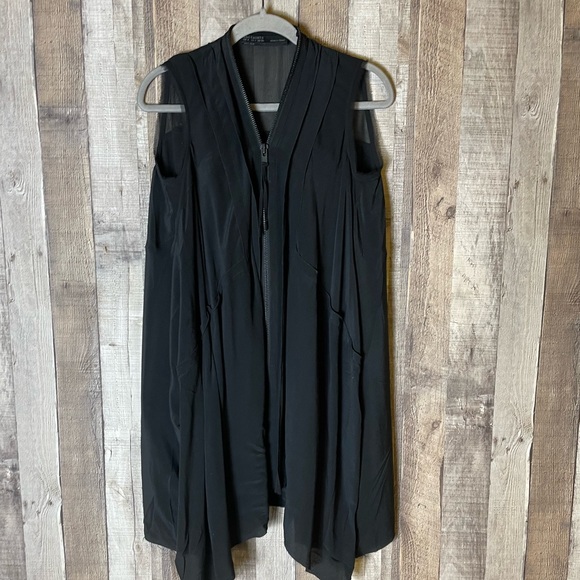 All Saints 100% Silk Zipper Front Little Black Dress - Picture 3 of 8